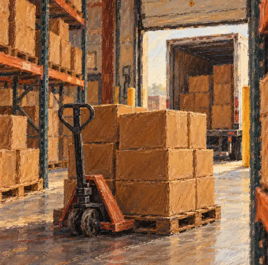 Illustration of distribution businesses equipment and workspace